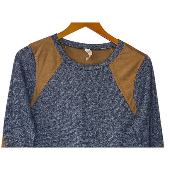 My Story Sweater Women X Small Blue Faux Suede Western Outdoor Preppy School - Picture 2 of 5